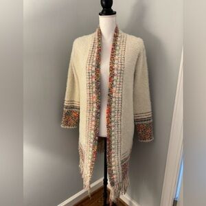 Venario Fay long cardigan, white/rainbow sweater medium